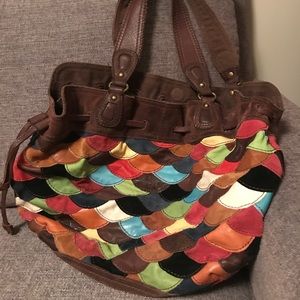 Lucky Brand Scallop Leather Patchwork Shoulder Bag